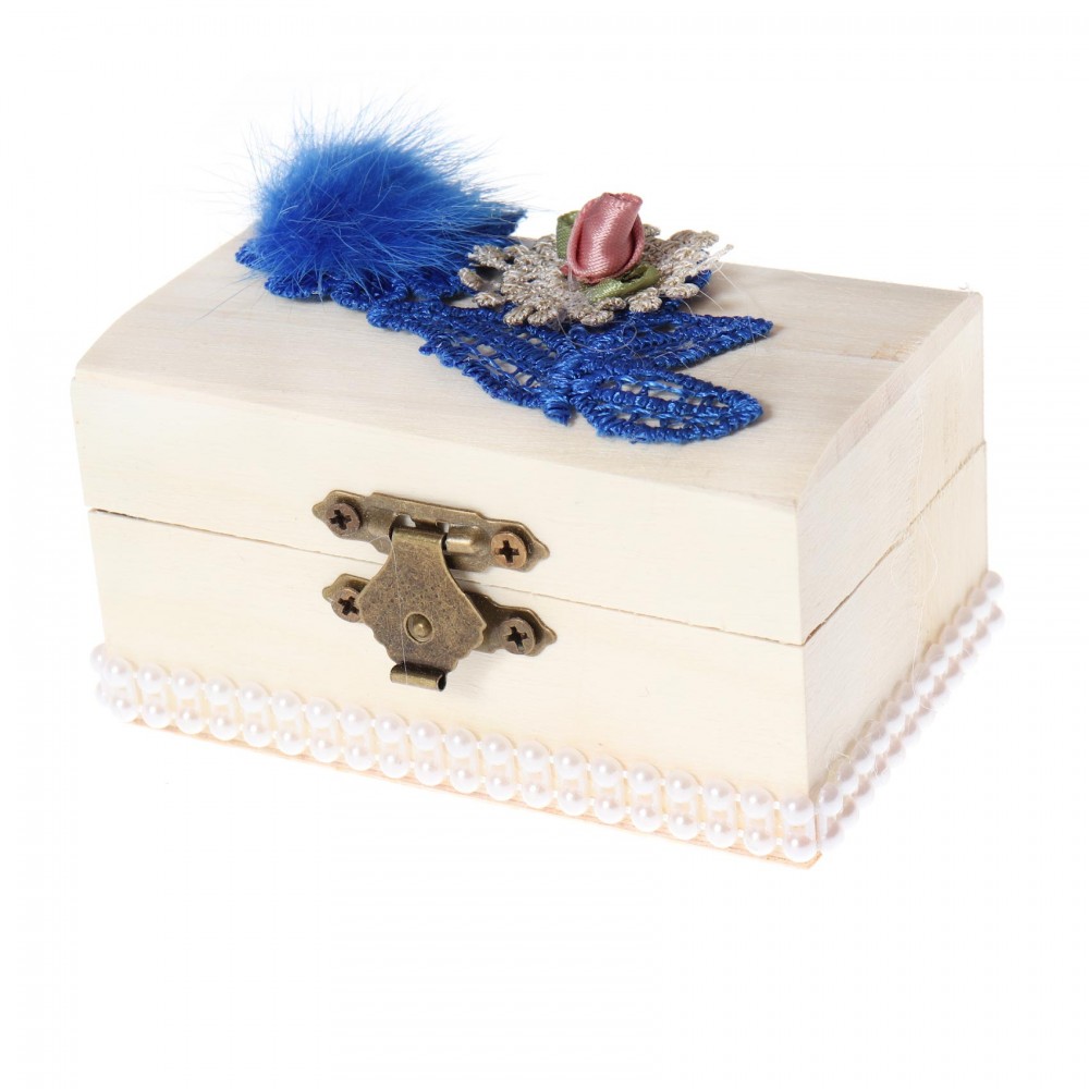 Cutiuta cufar pentru prima suvita, handmade, albastru, 10x5x5 cm, Recostore, REC1798