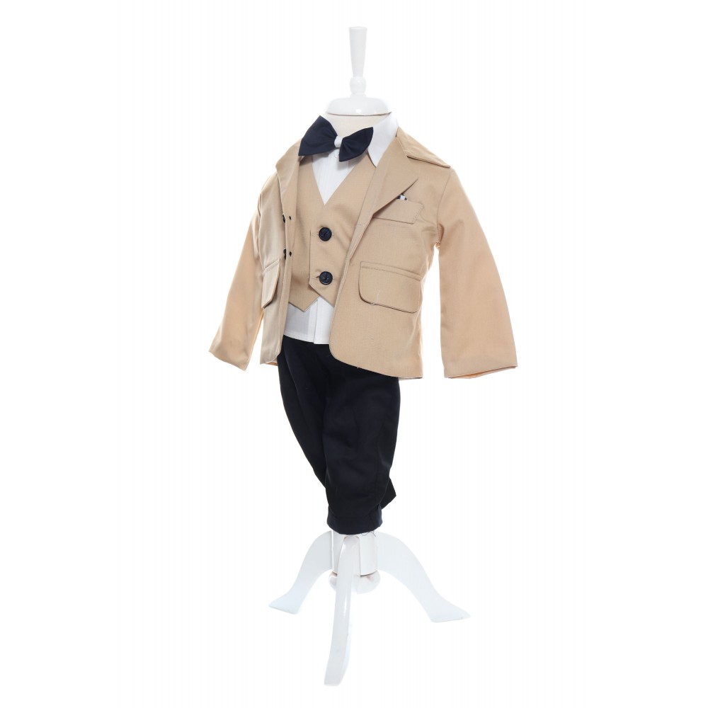 Blur coil Junction Costum crem elegant pentru bebelusi, sacou din bumbac, 5 piese, Recostore®,  REC2105
