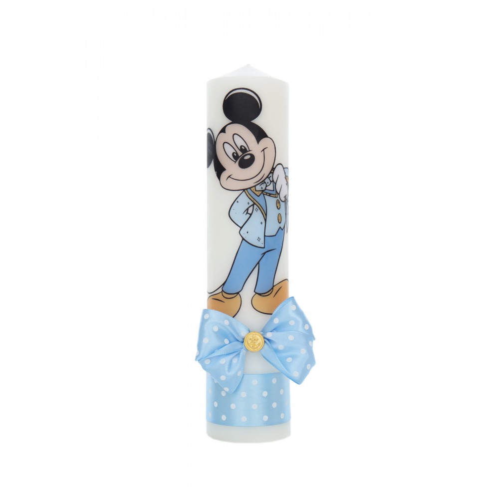 Lumanare botez, model Mickey Mouse, 30x7 cm, Bleu,  Recostore®, REC5002/6