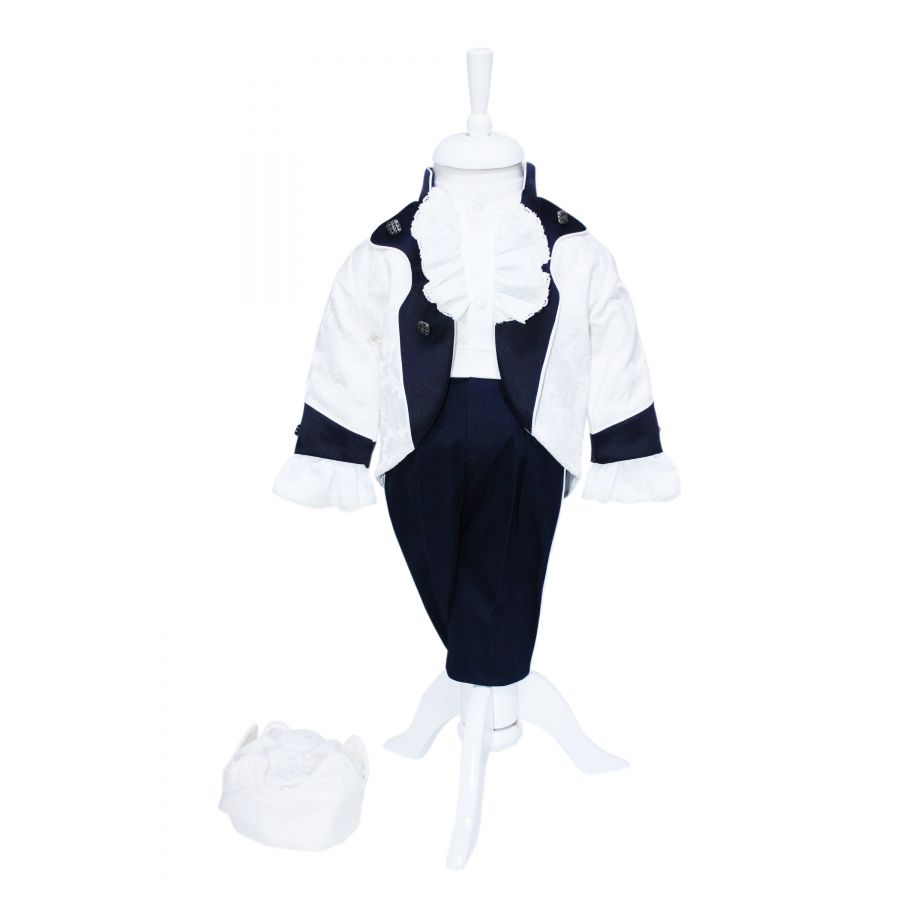 Costum Micul Print, alb-negru, pentru botez, 4 piese, camasa, sacou, pantaloni, palarie, pentru baieti, REC1157