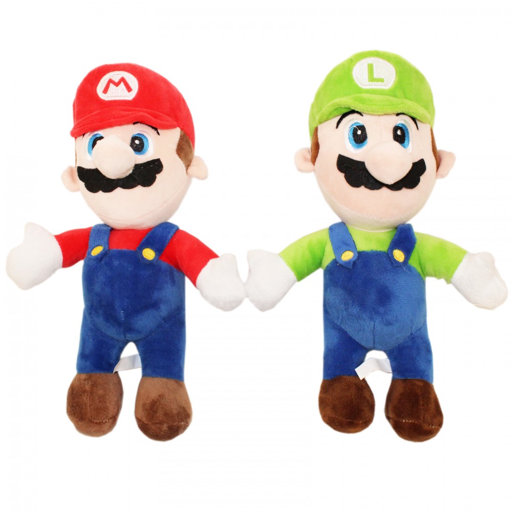 Set 2 jucarii de plus cu sunet, Mario si Luigi, 30x15 cm, Recostore, REC1533