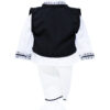 Costum popular pentru baieti, alb-negru cu motive traditionale, 4-5 piese, camasa, brau, vesta, pantaloni, botosi, REC25 - imagine 4
