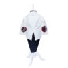 Costum alb-bleumarin pentru botez, 5 piese, camasa, papion, pantaloni cu bretele, sacou, bascuta pentru baieti, REC1139 - imagine 3
