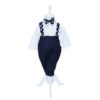 Costum alb-bleumarin pentru botez, 5 piese, camasa, papion, pantaloni cu bretele, sacou, bascuta pentru baieti, REC1139 - imagine 7