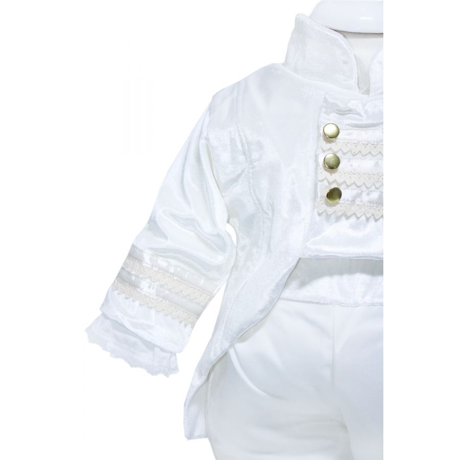 Costum Micul Print, alb, pentru botez, 4 piese, camasa, sacou, pantaloni, palarie, pentru baieti, REC1154 - imagine 4