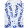 Costum popular, alb-albastru, 4 piese, camasa, vesta, pantaloni, caciula,  pentru baieti, REC1159 - imagine 5