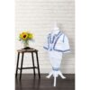 Costum popular, alb-albastru, 4 piese, camasa, vesta, pantaloni, caciula,  pentru baieti, REC1159 - imagine 7