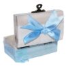 Cutiuta cufar din lemn cu dantela bleu pentru prima suvita a bebelusului, 10x5x5 cm, REC309 - imagine 3