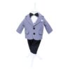 Set complet pentru botez, costum, lumanare si trusou brodat cu mesajul "Cu drag de la nasi", 12 piese, alb-bleu-gri, REC391 - imagine 3