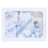 Set complet pentru botez, costum, lumanare si trusou brodat cu mesajul "Cu drag de la nasi", 12 piese, alb-bleu-gri, REC391 - imagine 6
