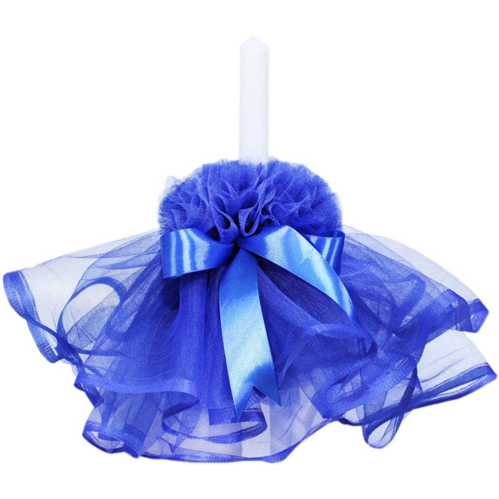 Set complet pentru botez, lumanare si trusou, alb-albastru electric, cu mesaj �Cu drag de la nasi�, 7 piese, REC370 - imagine 2