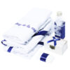 Set complet pentru botez, lumanare bleumarin cu coroana print, trusou brodat cu coroana si mesajul "Cu drag de la nasi", 7 piese, costum Micul print din brocart format din 4 piese, REC1308 - imagine 8