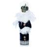 Set complet pentru botez, lumanare bleumarin cu coroana print, trusou brodat cu coroana si mesajul "Cu drag de la nasi", 7 piese, costum Micul print din brocart format din 4 piese, REC1308 - imagine 2
