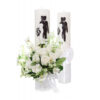 Set lumanari pentru nunta, flori artificiale, alb, 2 bucati, Recostore, REC1714 - imagine 5
