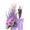 Set lumanari pentru nunta, flori artificiale, lila, 2 bucati, Recostore, REC1712 - imagine 6