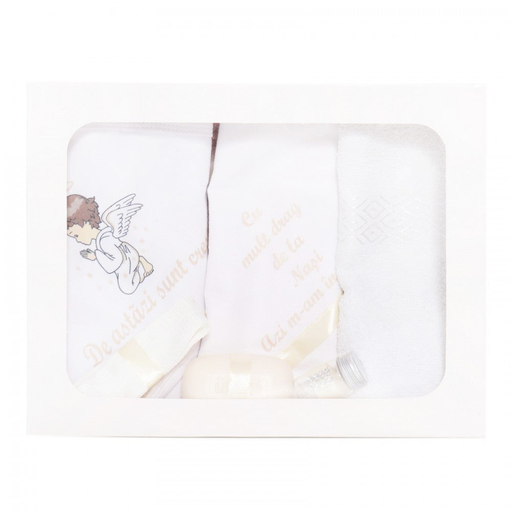 Set trusou si lumanare cu ingeras pentru botez, alb-ivoire, 7 piese, Recostore, REC1747 - imagine 2