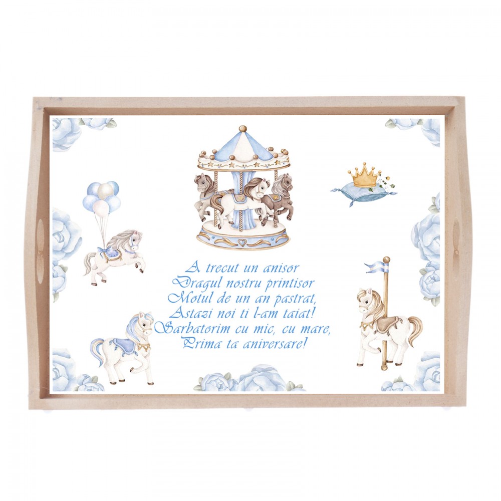 Set tavita pentru taiere mot baieti, carusel, 6 piese, bleu, 35x20 cm, Recostore, REC1967/66 - imagine 2
