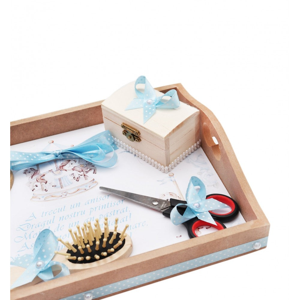 Set tavita pentru taiere mot baieti, carusel, 6 piese, bleu, 35x20 cm, Recostore, REC1967/66 - imagine 3