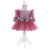 Rochita cu pantofiori si bentita roz pudrat inchis pentru botez de fetite, 3 piese, REC2441 - imagine 4