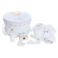Cutie trusou pentru botez, Model Ingeras, culoare Alb, 8 piese,  Recostore®, REC2519