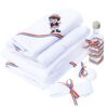Set trusou complet pentru botez de baieti, model traditional, 13 piese, costum popular alb-albastru, lumanare cu taranus, trusou brodat cu taranus, Recostore®, REC2493 - imagine 9
