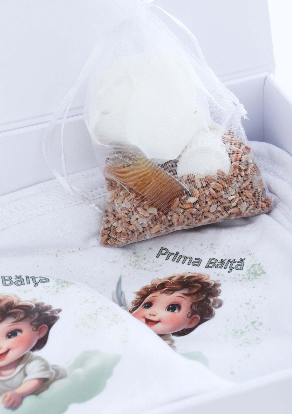 Set prima baita dupa botez cu nasii, body, prosop si saculet cu mirodenii, Ingeras, REC2553 - imagine 4