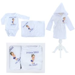 Set pentru prima baita cu nasii, halat, prosop si body, Print, REC2545