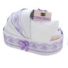 Trusou simplu tip landou pentru botez de fete, lila, 8 piese, REC5005/32