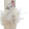 Lumanare botez cu pene, model Lebada, 30x7 cm, roz pudrat, REC5002/14 - imagine 2