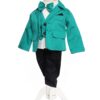 Trusou complet pentru botez de baieti, trusou simplu, lumanare cu "Radacini si aripi de la parinti", costum si pantofiori, verde-verde menta, 15 piese, Recostore®, REC2672 - imagine 3