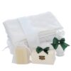 Trusou complet pentru botez de baieti, trusou simplu, lumanare cu "Radacini si aripi de la parinti", costum si pantofiori, verde-verde menta, 15 piese, Recostore®, REC2672 - imagine 10