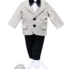 Trusou complet pentru botez de baieti, model cu Ursulet, trusou brodat cu ursulet, lumanare cu ursulet, costum crem si pantofiori, Bleumarin, 14 piese, Recostore®, REC2644 - imagine 2