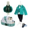Trusou complet pentru botez de baieti, trusou simplu, lumanare cu "Radacini si aripi de la parinti", costum si pantofiori, verde-verde menta, 15 piese, Recostore®, REC2672