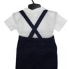 Costum cu maneca scurta pentru botez baieti, bleumarin compus din 4 piese, Pantaloni cu beretele, Camasa tip body, Papion si Bascuta, Recostore®, REC2710 - imagine 3