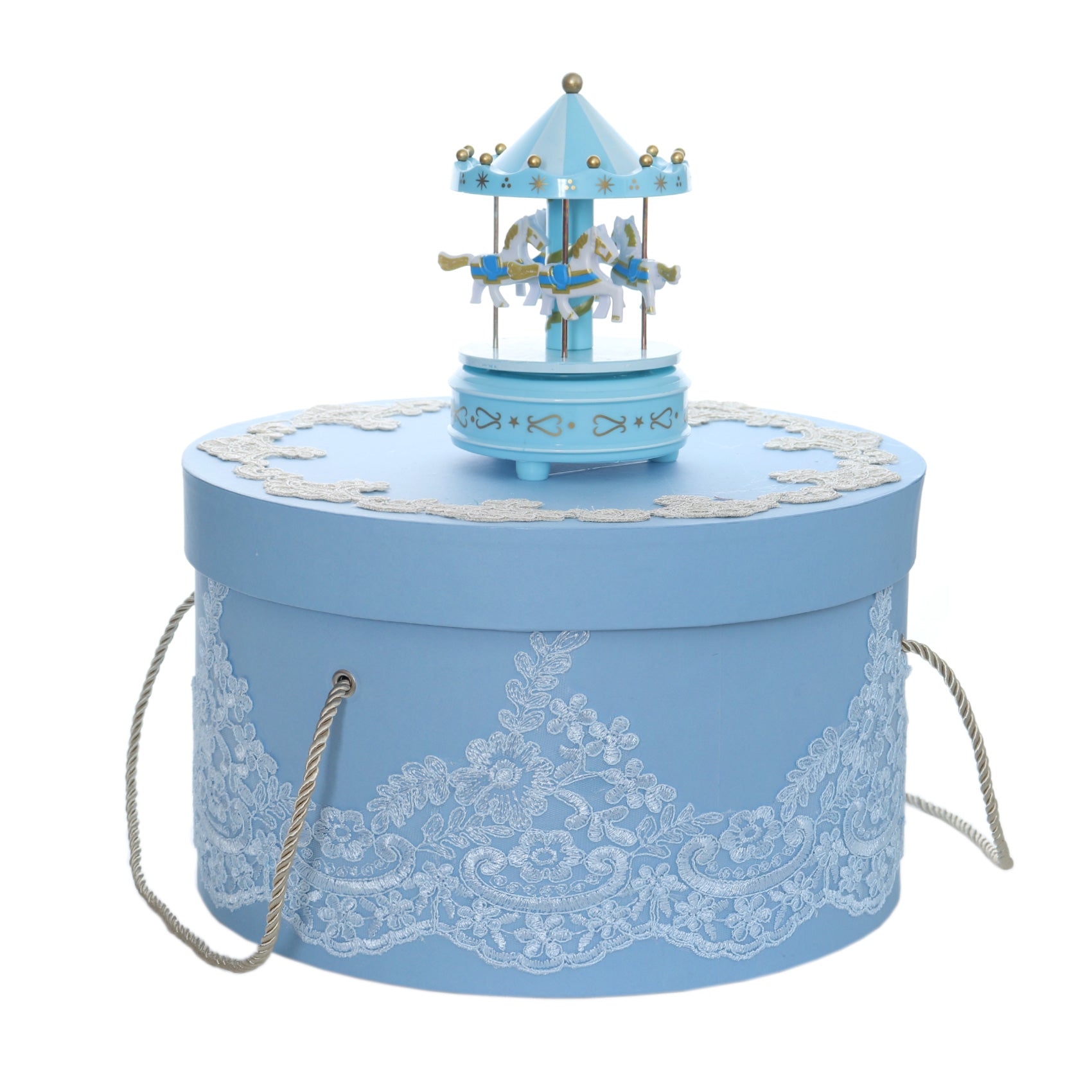 Trusou botez baieti 9 piese bleu cu carusel, REC3012 - imagine 9