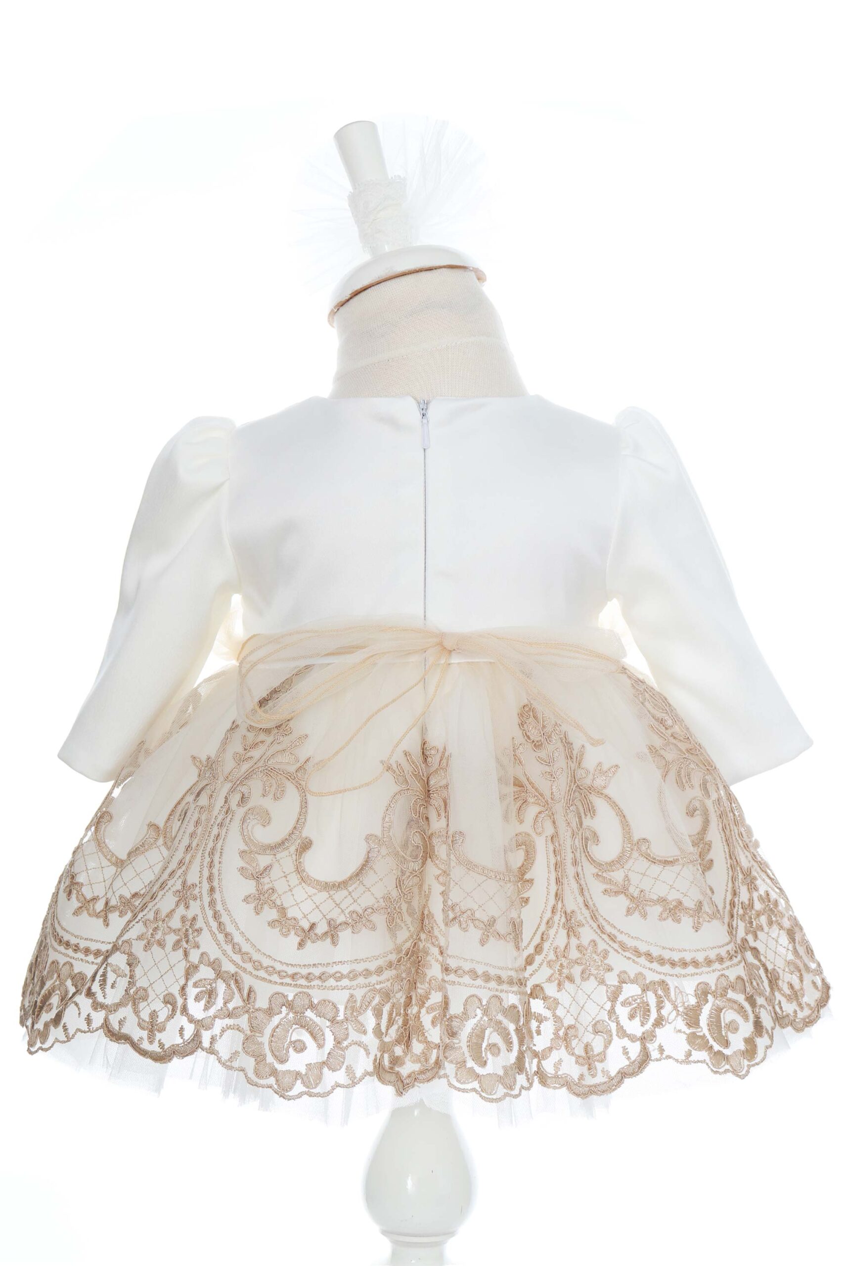 Rochita alb-crem cu benita si botosei pentru botez de fete, Recostore®, REC3037 - imagine 4
