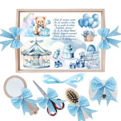 Set tava pentru taiere mot, model Ursulet, bleu, 6 piese, 35x20 cm, Recostore®, REC1967/279