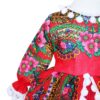 Rochie pentru botez, rosie cu imprimeu floral stil gipsy pentru fetite, 2 piese rochie si bentita, REC1185 - imagine 4