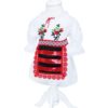 Costum popular alb-rosu pentru botez, 5 piese, bluza, fusta, fota, botosi, batic pentru fetite, REC1182 - imagine 2