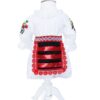 Costum popular alb-rosu pentru botez, 5 piese, bluza, fusta, fota, botosi, batic pentru fetite, REC1182 - imagine 3