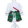 Costum popular alb-verde din zona Maramuresului pentru botez, 4 piese, rochie, fota, traistuta, batic, REC1178 - imagine 3