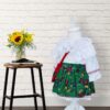 Costum popular alb-verde din zona Maramuresului pentru botez, 4 piese, rochie, fota, traistuta, batic, REC1178 - imagine 7