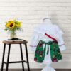 Costum popular alb-verde din zona Maramuresului pentru botez, 4 piese, rochie, fota, traistuta, batic, REC1178 - imagine 8