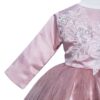Rochie de culoare roz pudrat din satin si tulle pentru botez, 2 piese, rochita si bentita, REC1173 - imagine 4