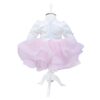 Set complet pentru botez compus din rochie alb-roz, pantofiori, lumanare cu doi ursuleti si trusou brodat "azi m-am crestinat"
