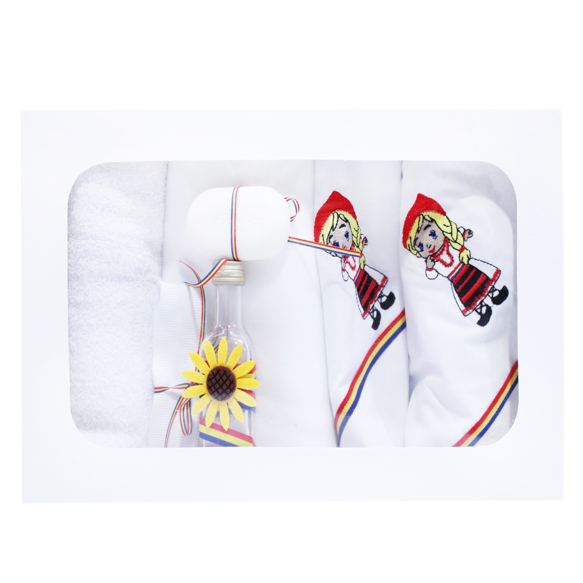 Set complet pentru botez, model traditional, lumanare, costum popular, trusou REC1599