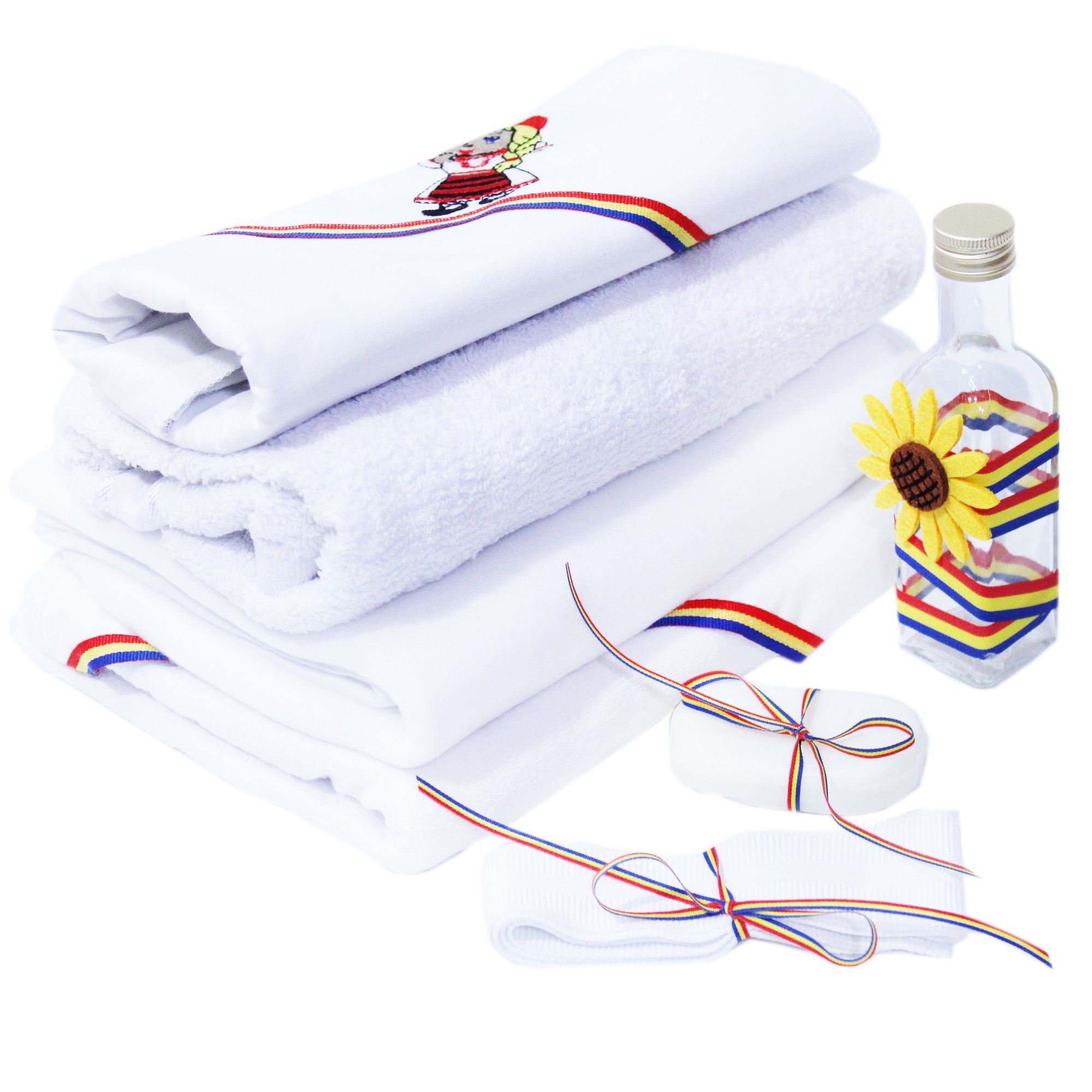Set complet pentru botez, model traditional, lumanare, costum popular, trusou REC1599
