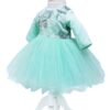 Rochita eleganta pentru botez cu dantela aplicata, verde menta, REC1627