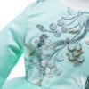 Rochita eleganta pentru botez cu dantela aplicata, verde menta, REC1627
