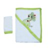 Prosop cu capison si manusa pentru bebelusi, alb-verde, 90x70 cm, Recostore, REC1636